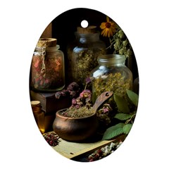 Apothecary Old Herbs Natural Ornament (oval)