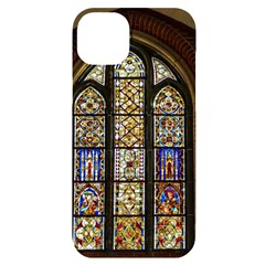 Stained Glass Window Old Antique Iphone 14 Plus Black Uv Print Case by Sarkoni