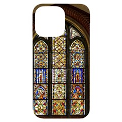 Stained Glass Window Old Antique Iphone 14 Pro Max Black Uv Print Case by Sarkoni