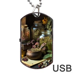 Apothecary Old Herbs Natural Dog Tag Usb Flash (one Side) by Sarkoni