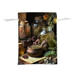 Apothecary Old Herbs Natural Lightweight Drawstring Pouch (l)