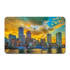 Boston Skyline Cityscape River Magnet (rectangular) by Sarkoni