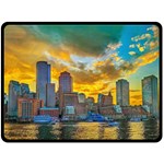 Boston Skyline Cityscape River Fleece Blanket (Large) 80 x60  Blanket Front