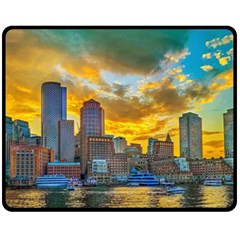 Boston Skyline Cityscape River Fleece Blanket (medium)