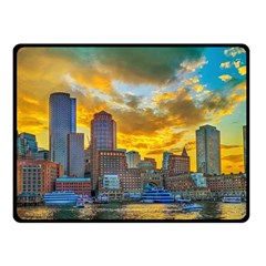 Boston Skyline Cityscape River Fleece Blanket (small)