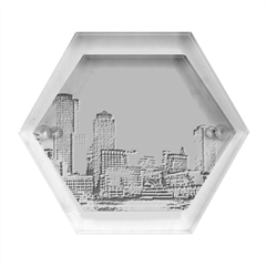 Boston Skyline Cityscape River Hexagon Wood Jewelry Box by Sarkoni