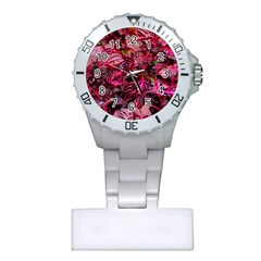 Red Leaves Plant Nature Leaves Plastic Nurses Watch by Sarkoni