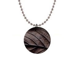 Leaf Veins Nerves Macro Closeup 1  Button Necklace by Amaryn4rt