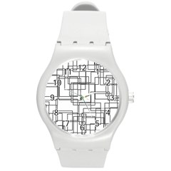 Structure Pattern Network Round Plastic Sport Watch (m) by Amaryn4rt