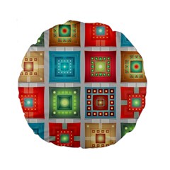 Tiles Pattern Background Colorful Standard 15  Premium Round Cushions by Amaryn4rt