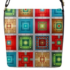 Tiles Pattern Background Colorful Flap Closure Messenger Bag (s)