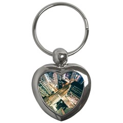 Architecture Buildings City Key Chain (heart)