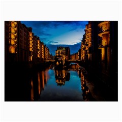 Hamburg City Blue Hour Night Large Glasses Cloth by Amaryn4rt