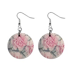 Cloves Flowers Pink Carnation Pink Mini Button Earrings