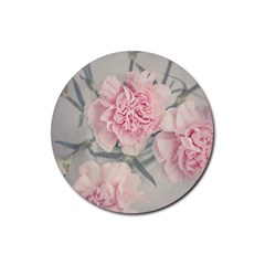 Cloves Flowers Pink Carnation Pink Rubber Coaster (Round)