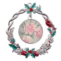 Cloves Flowers Pink Carnation Pink Metal X mas Wreath Holly leaf Ornament