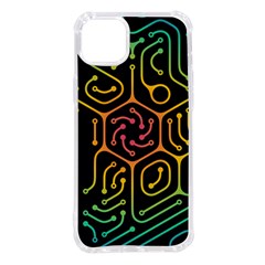 Circuit Hexagonal Geometric Pattern Background Pattern Iphone 14 Plus Tpu Uv Print Case by Vaneshop