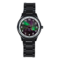 Fantasy Pyramid Mystic Space Aurora Stainless Steel Round Watch by Grandong