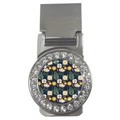 Flower Grey Pattern Floral Money Clips (cz) 