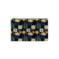 Flower Grey Pattern Floral Cosmetic Bag (small)