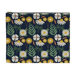 Flower Grey Pattern Floral Cosmetic Bag (xl)