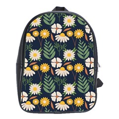 Flower Grey Pattern Floral School Bag (large) by Dutashop