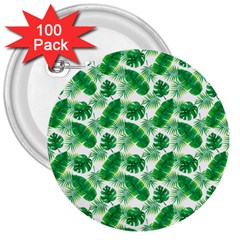 Tropical Leaf Pattern 3  Buttons (100 Pack) 