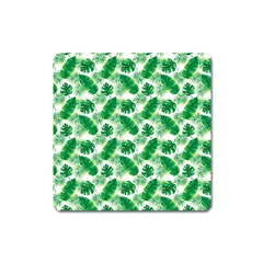 Tropical Leaf Pattern Square Magnet