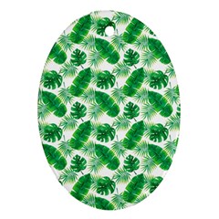 Tropical Leaf Pattern Oval Ornament (two Sides)