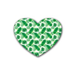 Tropical Leaf Pattern Rubber Heart Coaster (4 Pack)