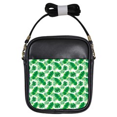 Tropical Leaf Pattern Girls Sling Bag