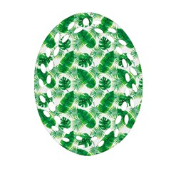 Tropical Leaf Pattern Oval Filigree Ornament (two Sides)