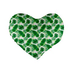 Tropical Leaf Pattern Standard 16  Premium Flano Heart Shape Cushions
