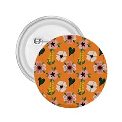 Flower Orange Pattern Floral 2 25  Buttons