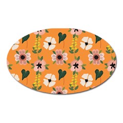 Flower Orange Pattern Floral Oval Magnet