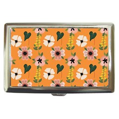 Flower Orange Pattern Floral Cigarette Money Case