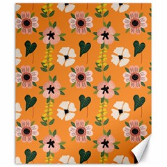 Flower Orange Pattern Floral Canvas 20  X 24 