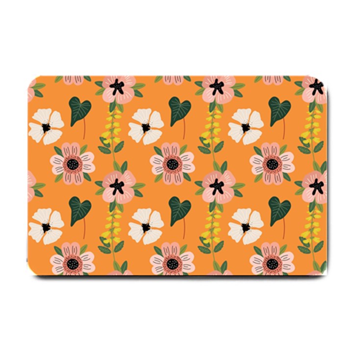 Flower Orange Pattern Floral Small Doormat