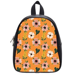 Flower Orange Pattern Floral School Bag (small) by Dutashop