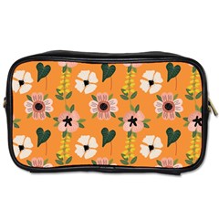 Flower Orange Pattern Floral Toiletries Bag (two Sides)
