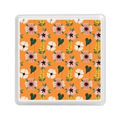 Flower Orange Pattern Floral Memory Card Reader (square)
