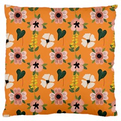 Flower Orange Pattern Floral Large Cushion Case (two Sides)
