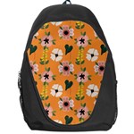 Flower Orange Pattern Floral Backpack Bag Front