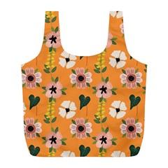 Flower Orange Pattern Floral Full Print Recycle Bag (l)