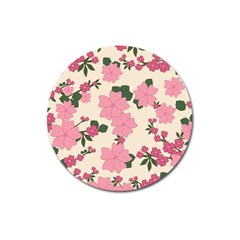 Floral Vintage Flowers Magnet 3  (round)