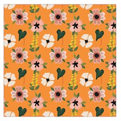 Flower Orange Pattern Floral Square Satin Scarf (36  X 36 )