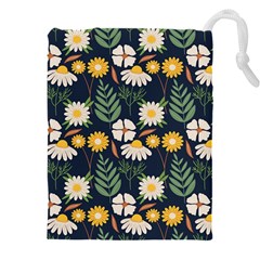 Flower Grey Pattern Floral Drawstring Pouch (5xl)