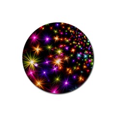 Star Colorful Christmas Abstract Rubber Coaster (round)