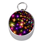 Star Colorful Christmas Abstract Mini Silver Compasses Front