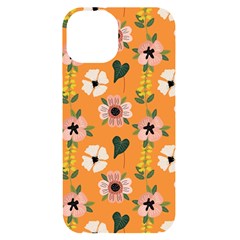 Flower Orange Pattern Floral Iphone 14 Black Uv Print Case by Dutashop